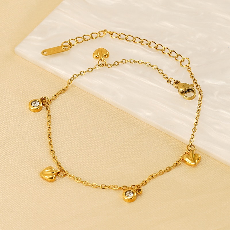 1 Piece Simple Series Classic Heart Stainless Steel 18K Gold Color Plated Women's Chain Bracelets h5 